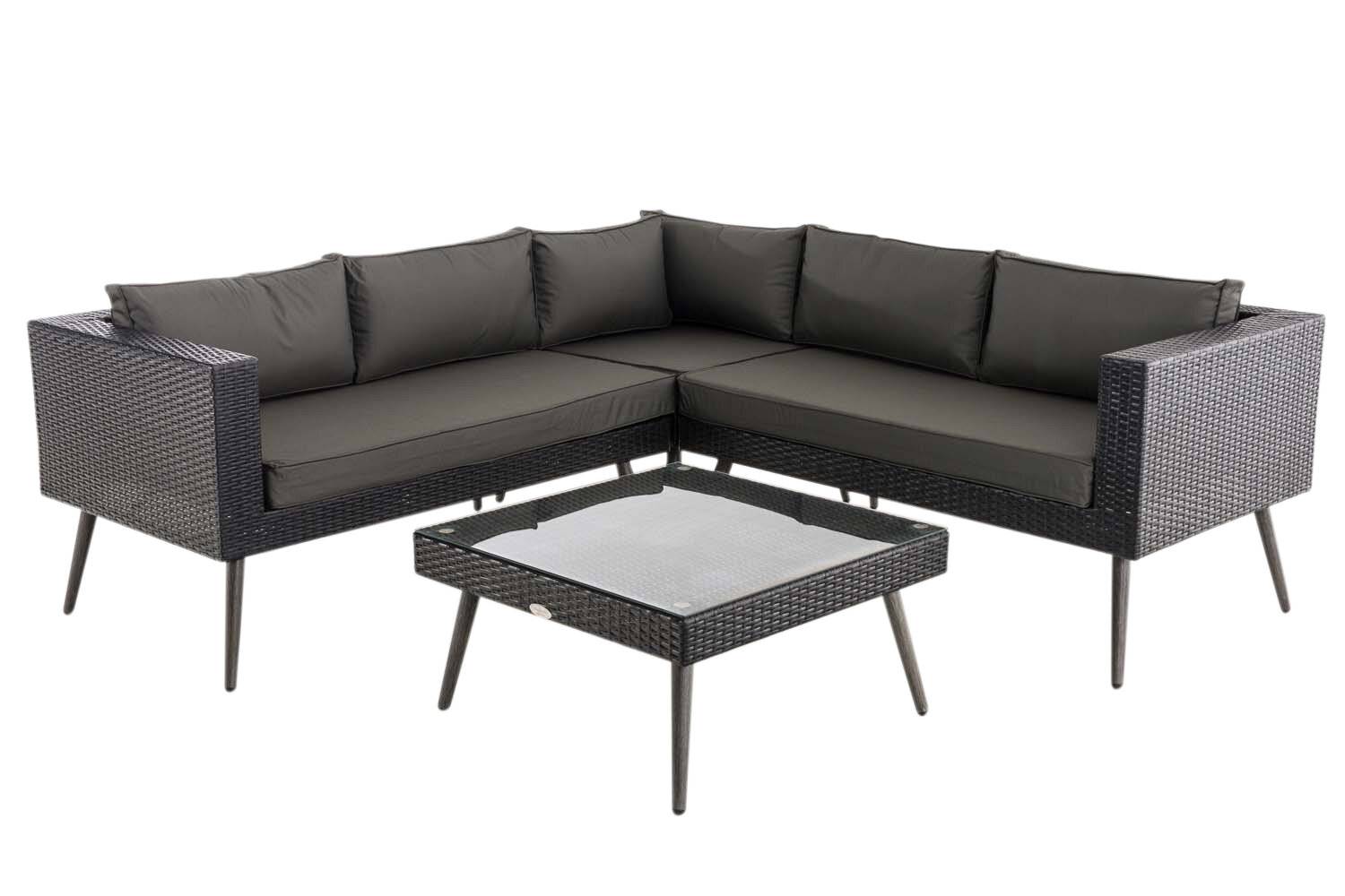 Eck-Loungeset Molde Flachrattan schwarz 45 cm (Dunkelgrau) anthrazit-1