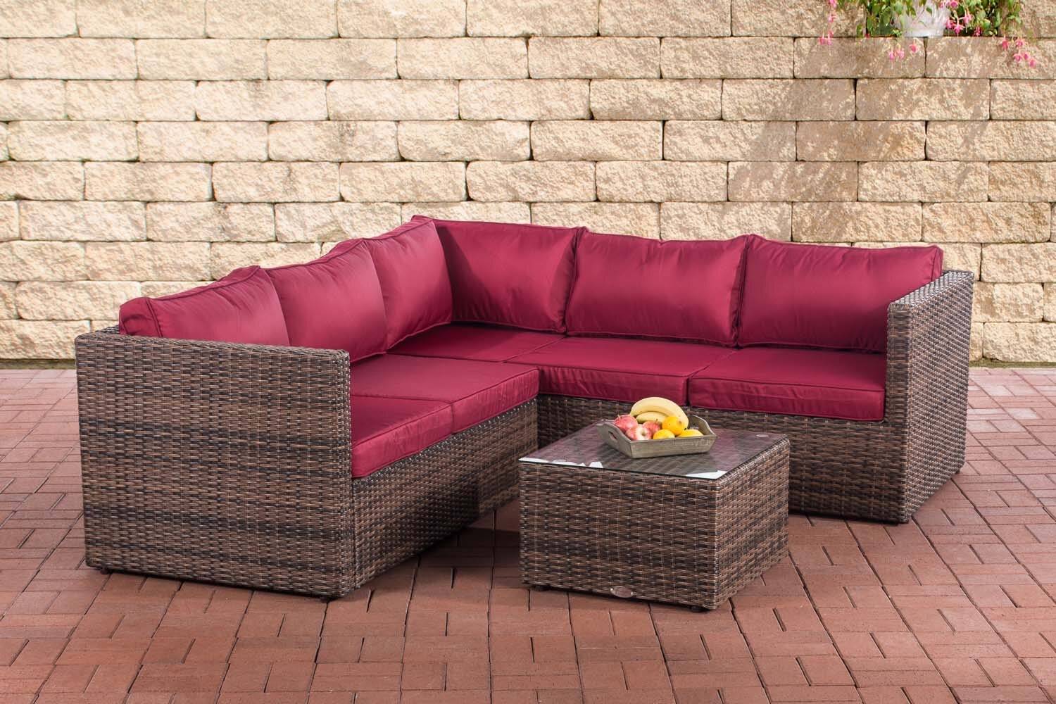 Ecksofa-Garnitur Liberi 5mm Rubinrot braun-meliert-0