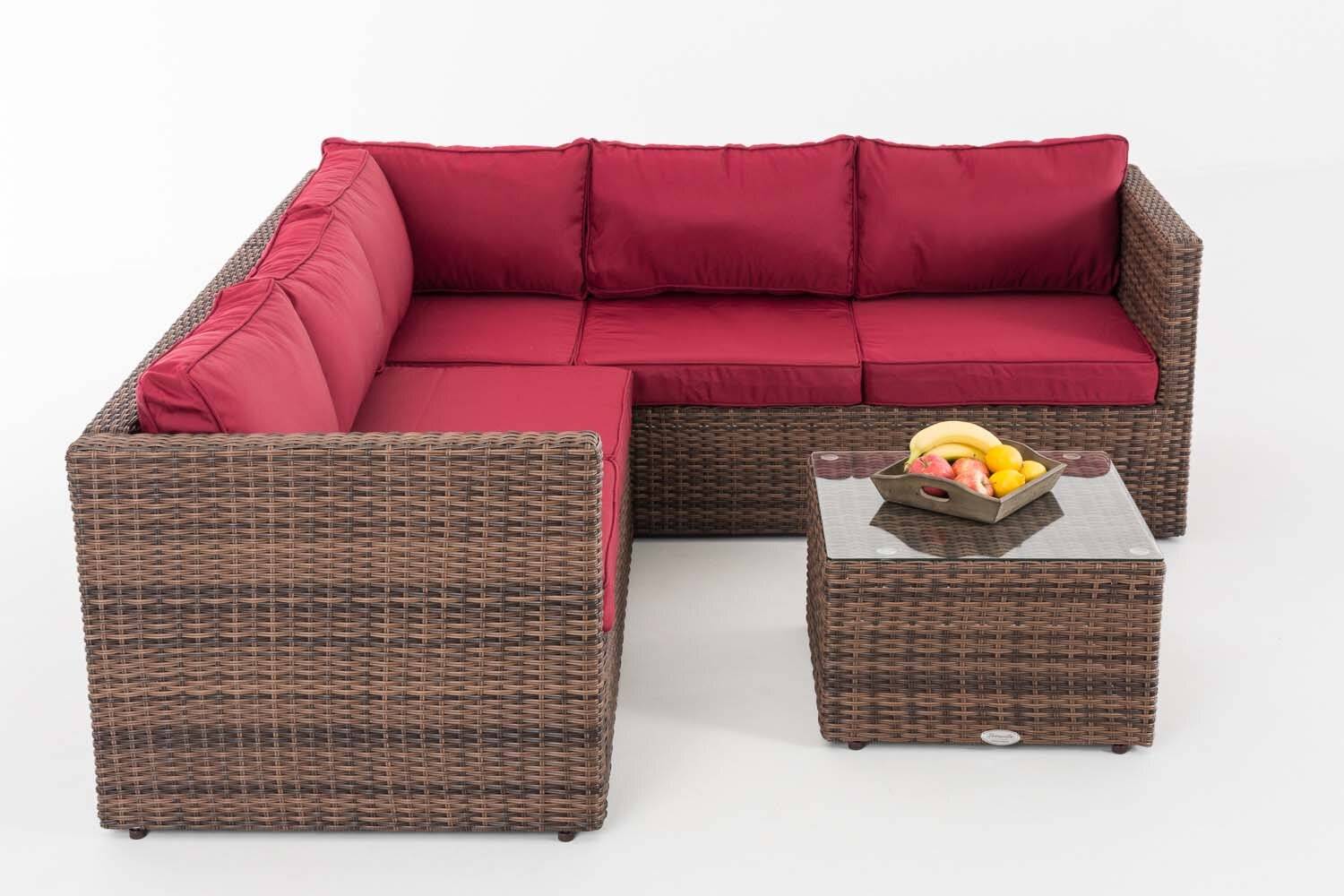 Ecksofa-Garnitur Liberi 5mm Rubinrot braun-meliert-1