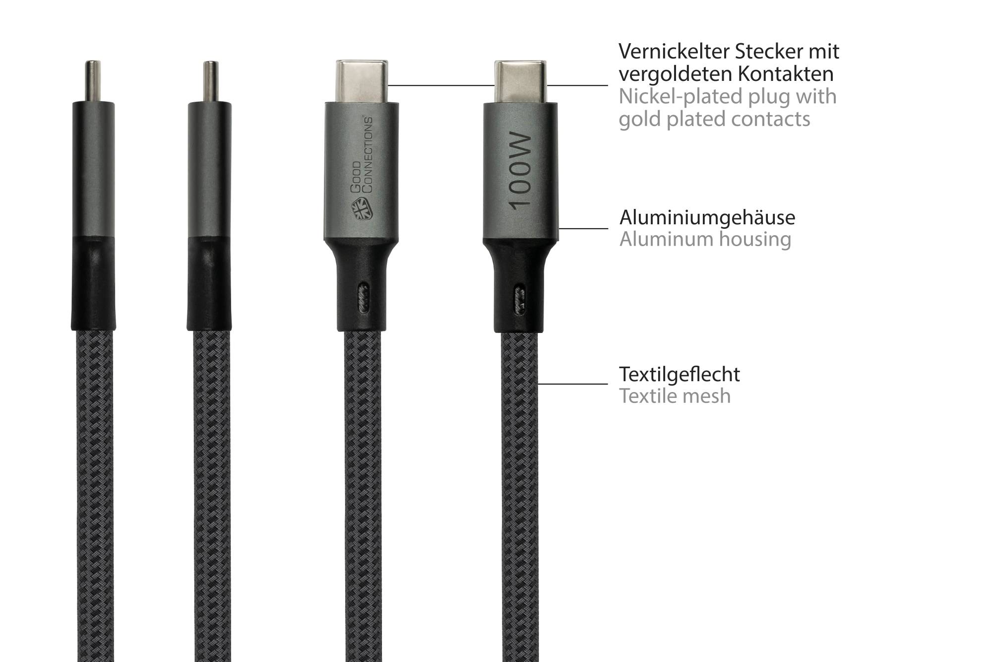 USB 4.0 Gen. 2x2 Kabel (20GBit/s, 100W, 8K@30Hz), USB-C™ Stecker an USB-C™ Stecker, anthrazit, 0,5m, Good Connections®-3