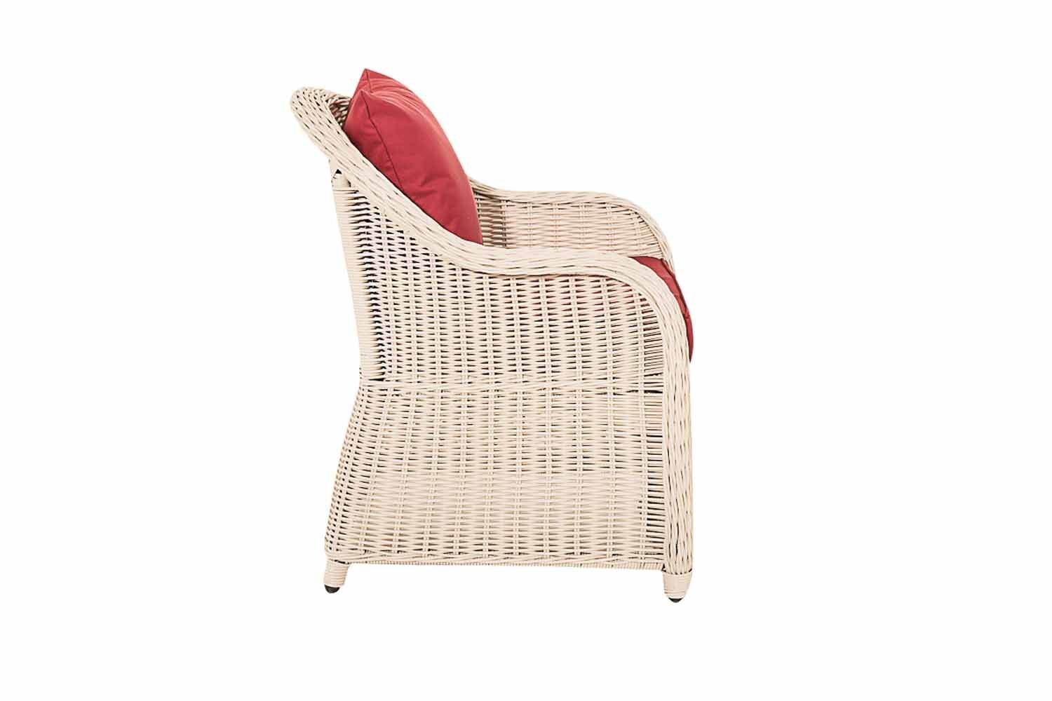 4er Set Sessel Stavanger / Farsund Rubinrot perlweiß-3