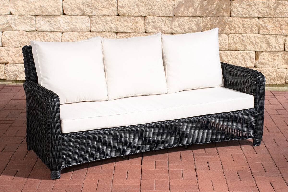 3er Sofa San Fernando Cremeweiß schwarz