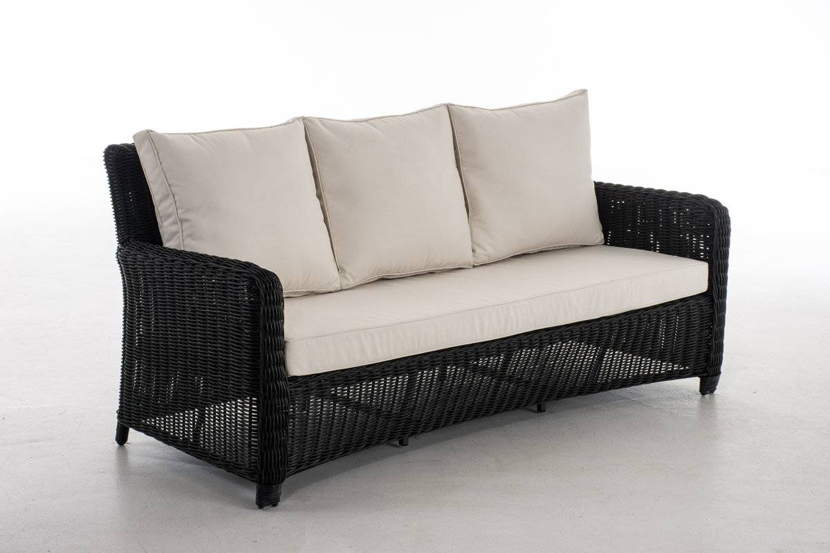 3er Sofa San Fernando Cremeweiß schwarz-1