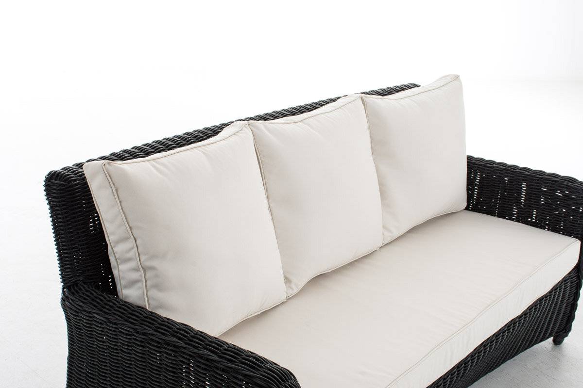 3er Sofa San Fernando Cremeweiß schwarz-2