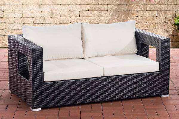 2er Sofa Honolulu Flachrattan schwarz