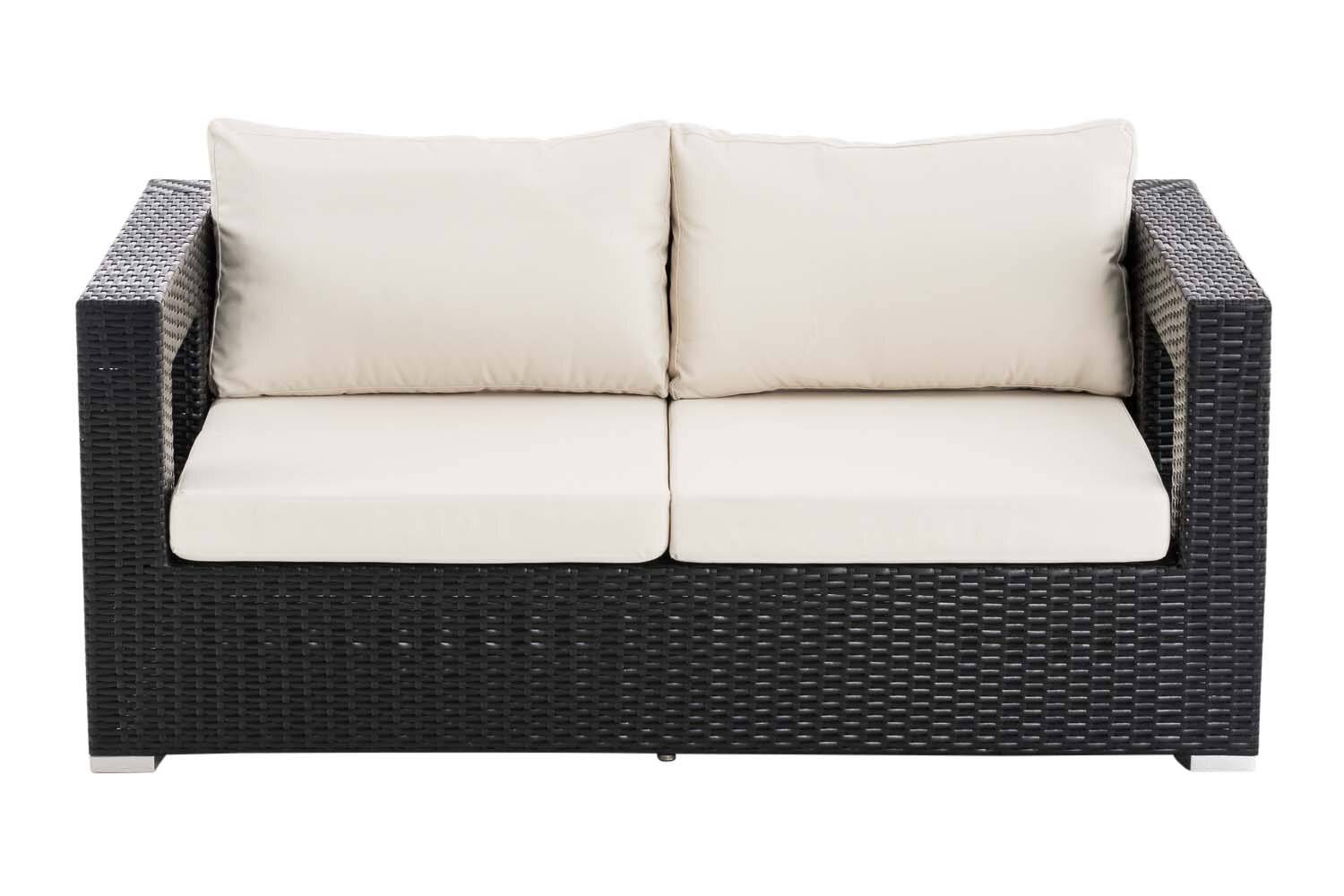 2er Sofa Honolulu Flachrattan schwarz-1
