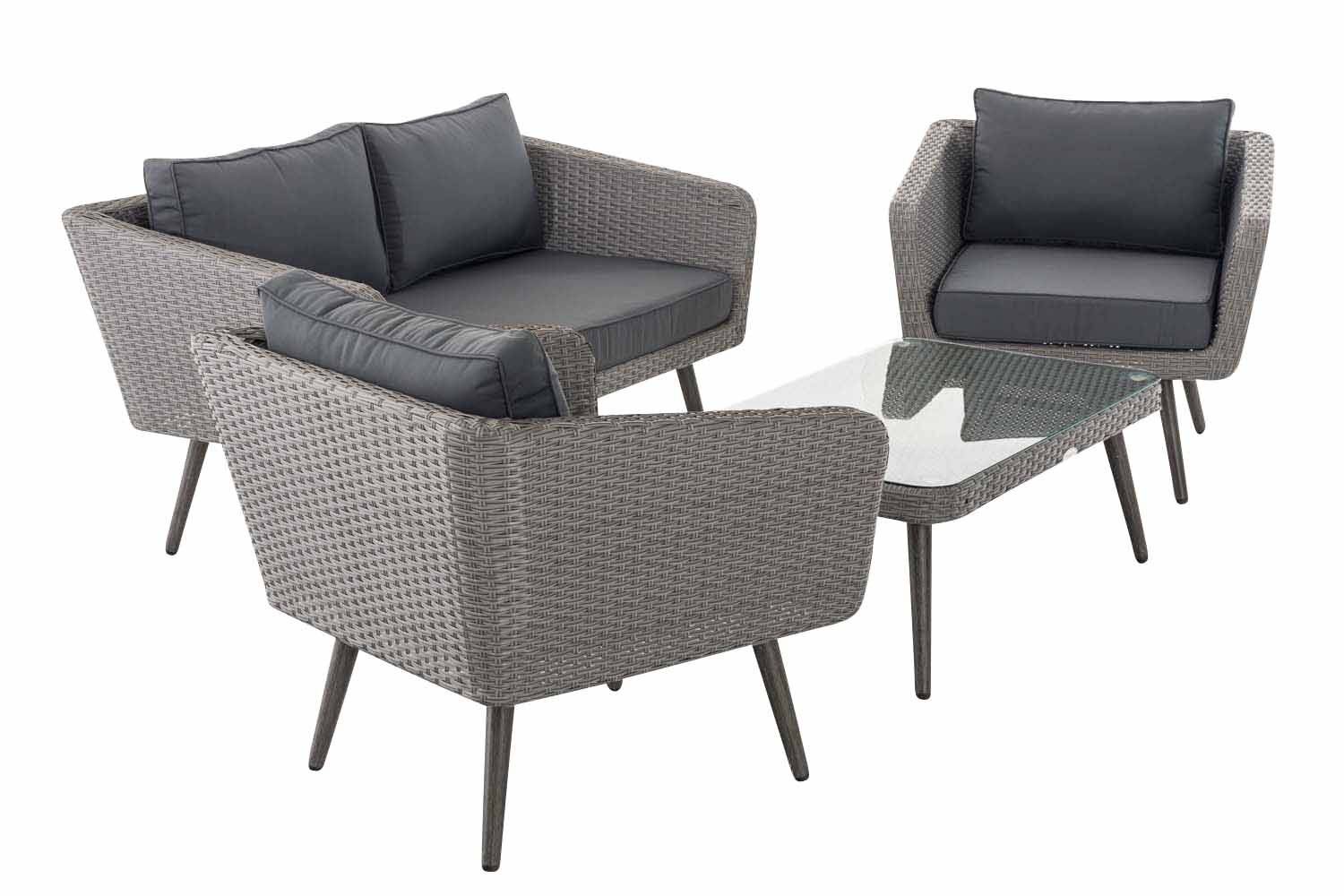 Loungeset Skara Flachrattan grau 45 cm (Dunkelgrau) eisengrau-2