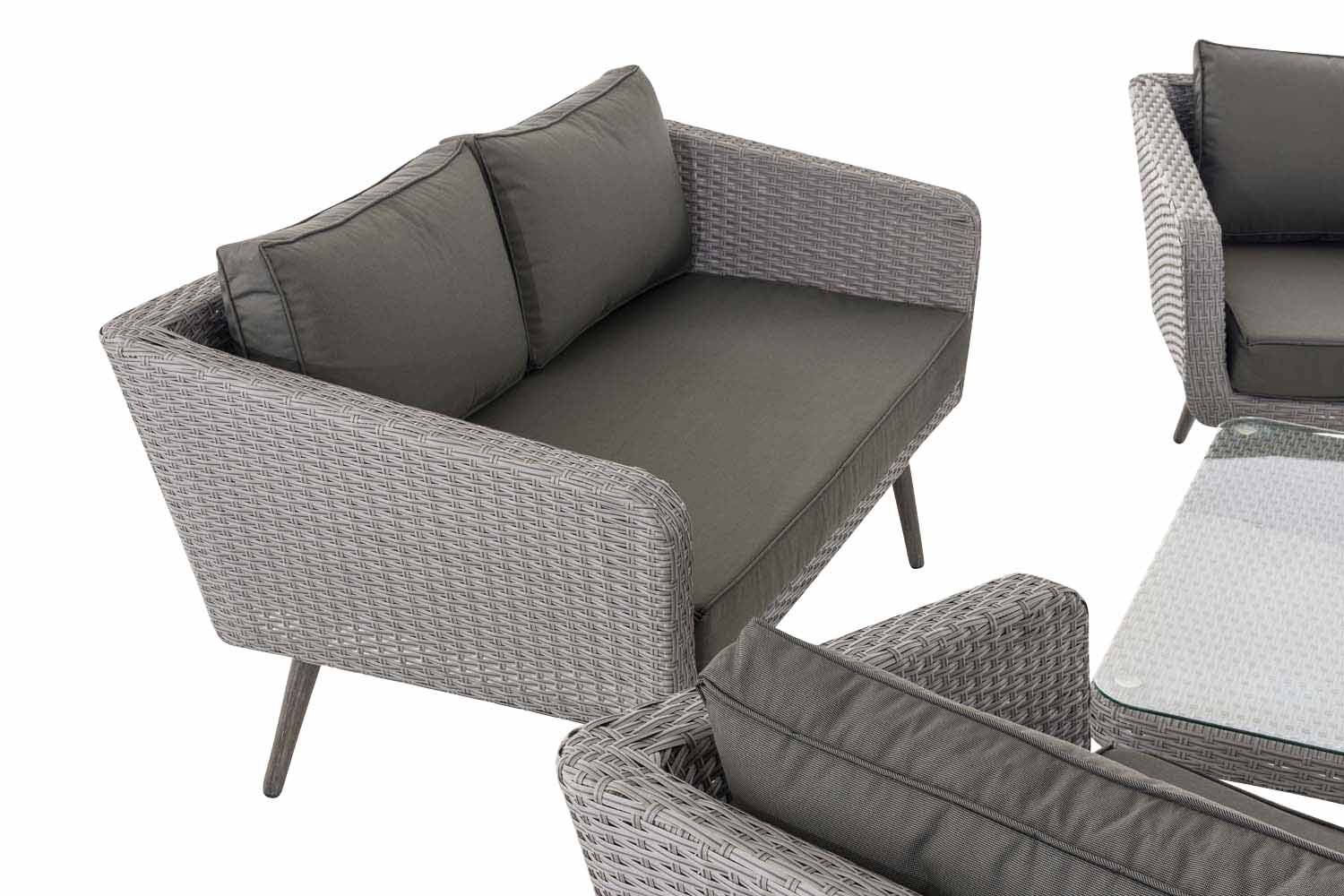 Loungeset Skara Flachrattan grau 45 cm (Dunkelgrau) eisengrau-3