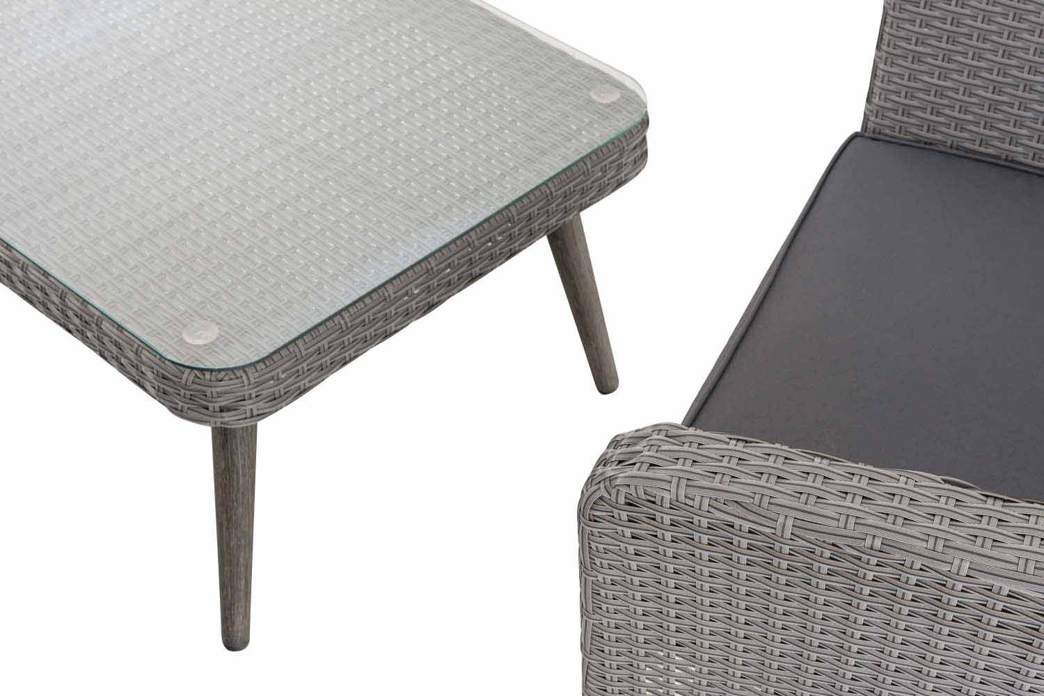 Loungeset Skara Flachrattan grau 45 cm (Dunkelgrau) eisengrau-4