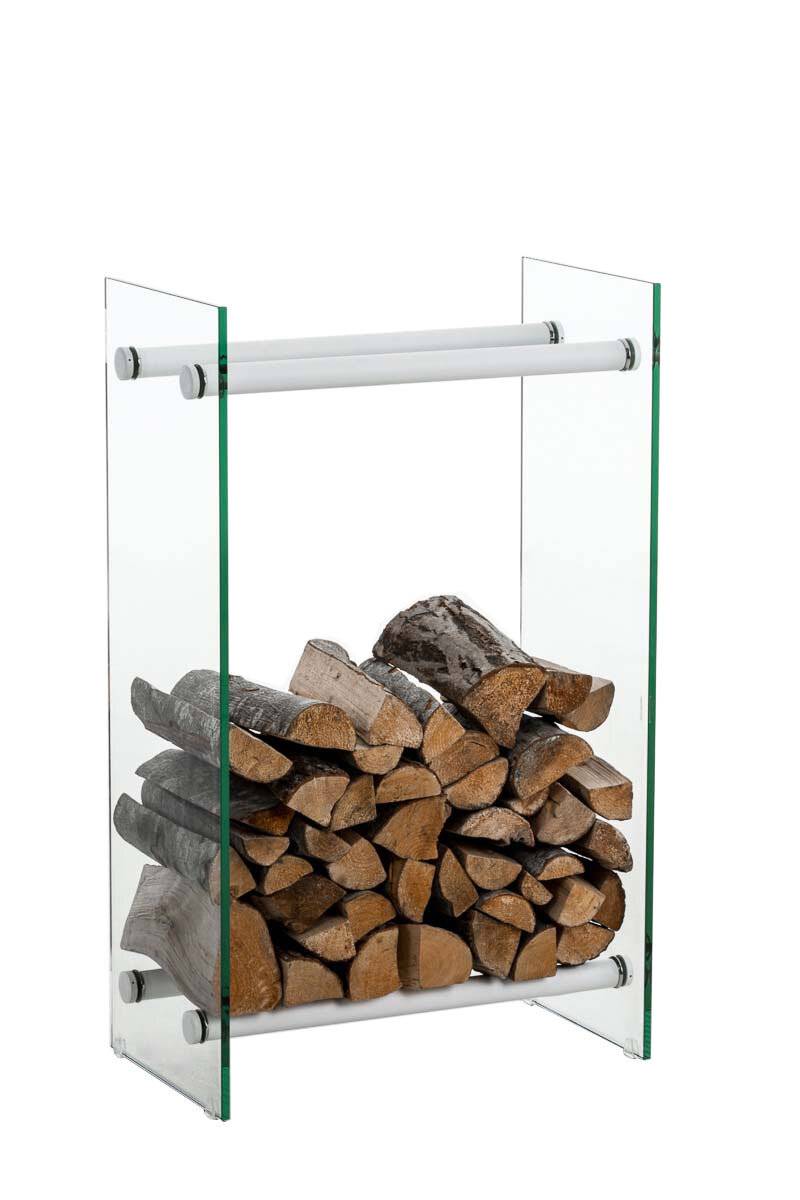 Kaminholzständer Dacio Klarglas 35x60x60 weiß-5