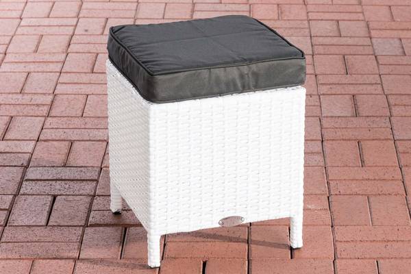 Hocker Vilato Flachrattan, anthrazit weiß