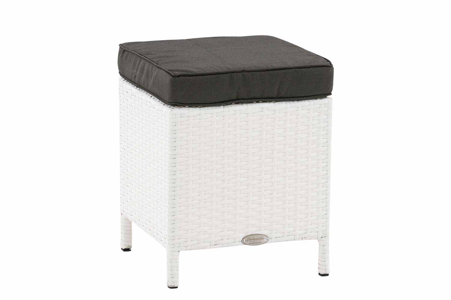 Hocker Vilato Flachrattan, anthrazit weiß-1