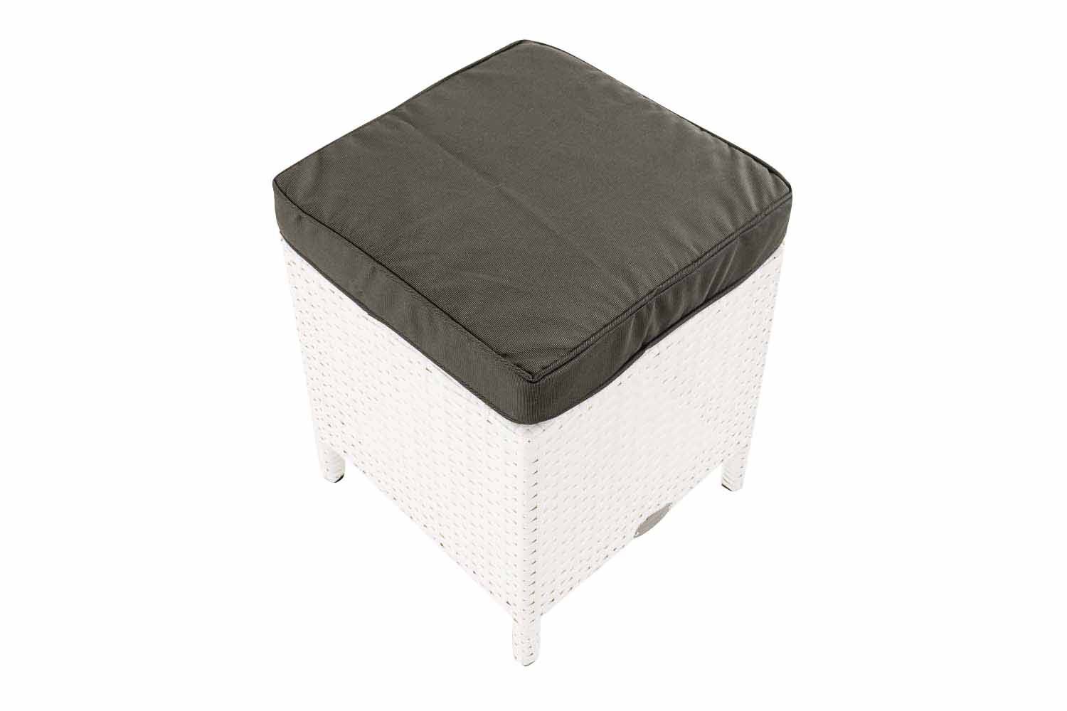 Hocker Vilato Flachrattan, anthrazit weiß-3