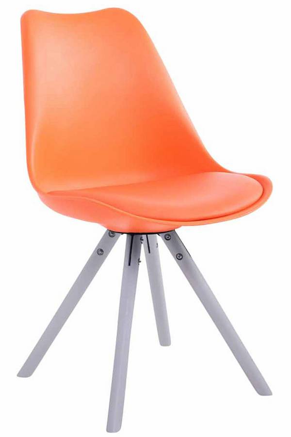 Besucherstuhl Toulouse Kunstleder Rund weiß (eiche) orange