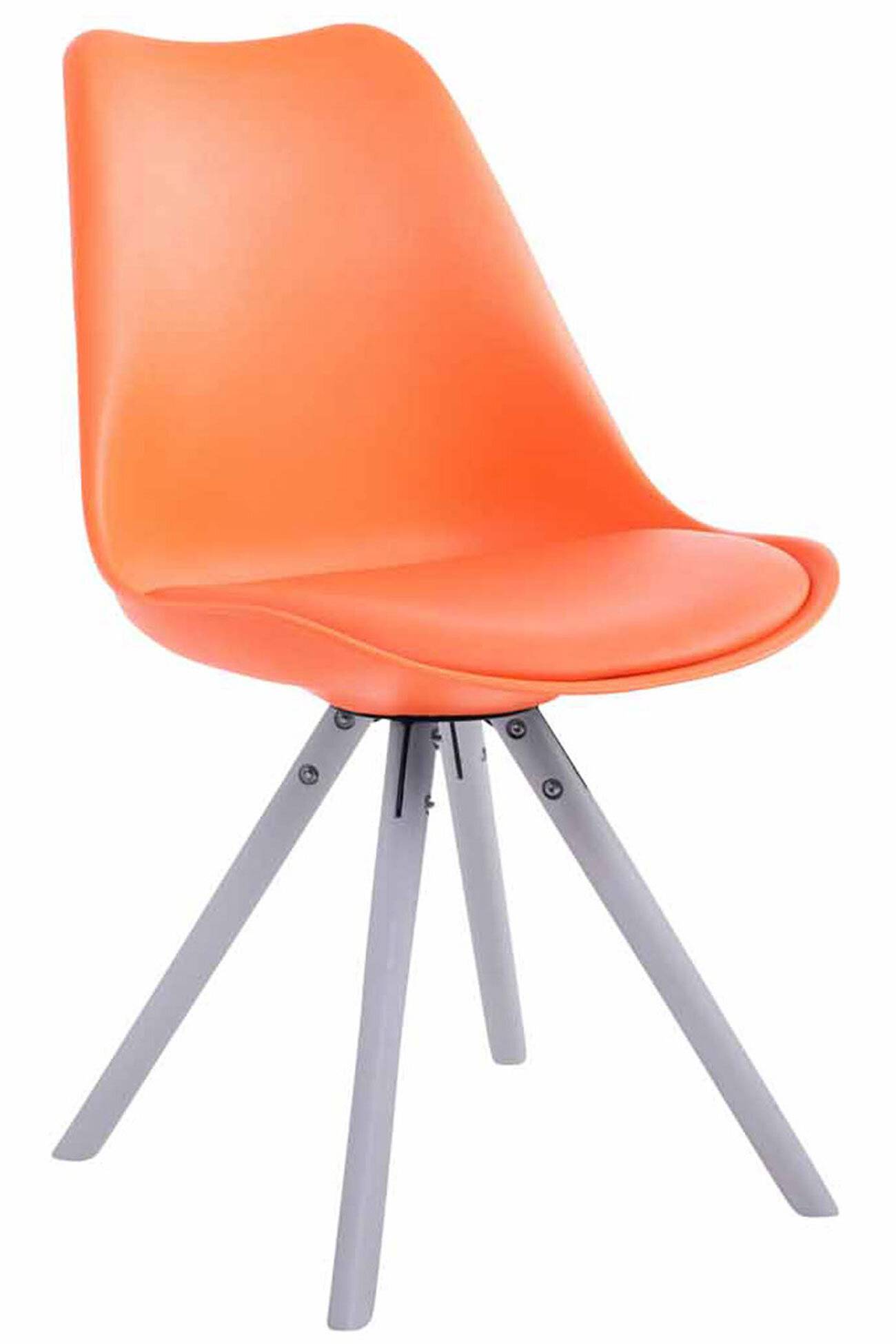 Besucherstuhl Toulouse Kunstleder Rund weiß (eiche) orange-0