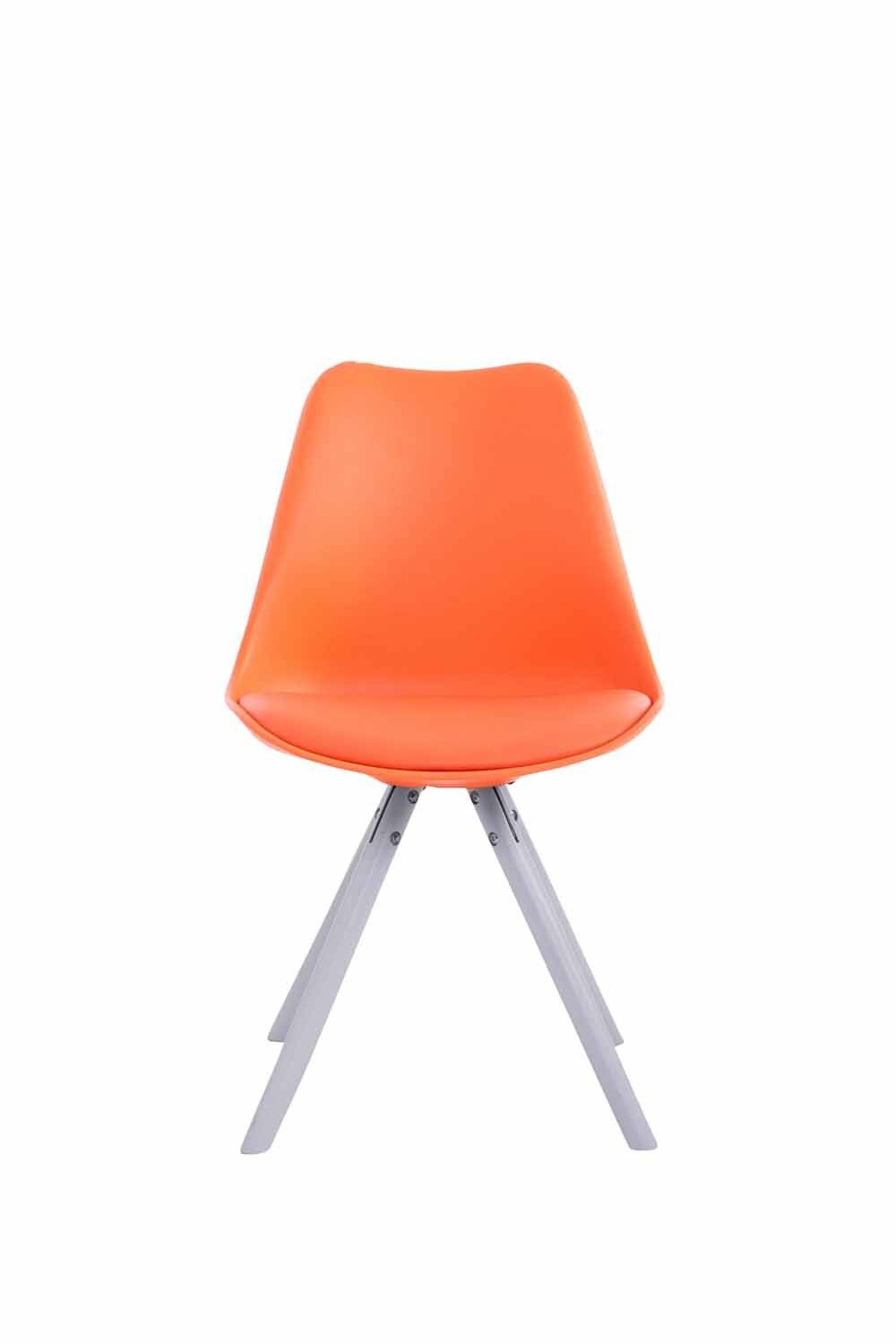 Besucherstuhl Toulouse Kunstleder Rund weiß (eiche) orange-1