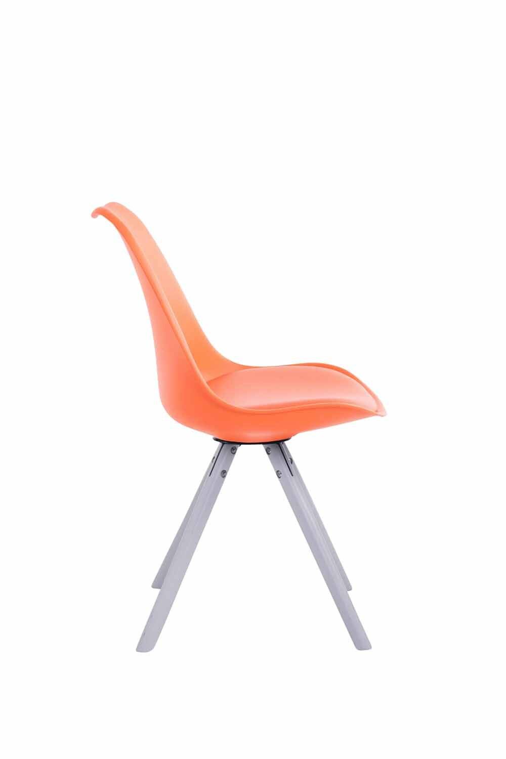 Besucherstuhl Toulouse Kunstleder Rund weiß (eiche) orange-2