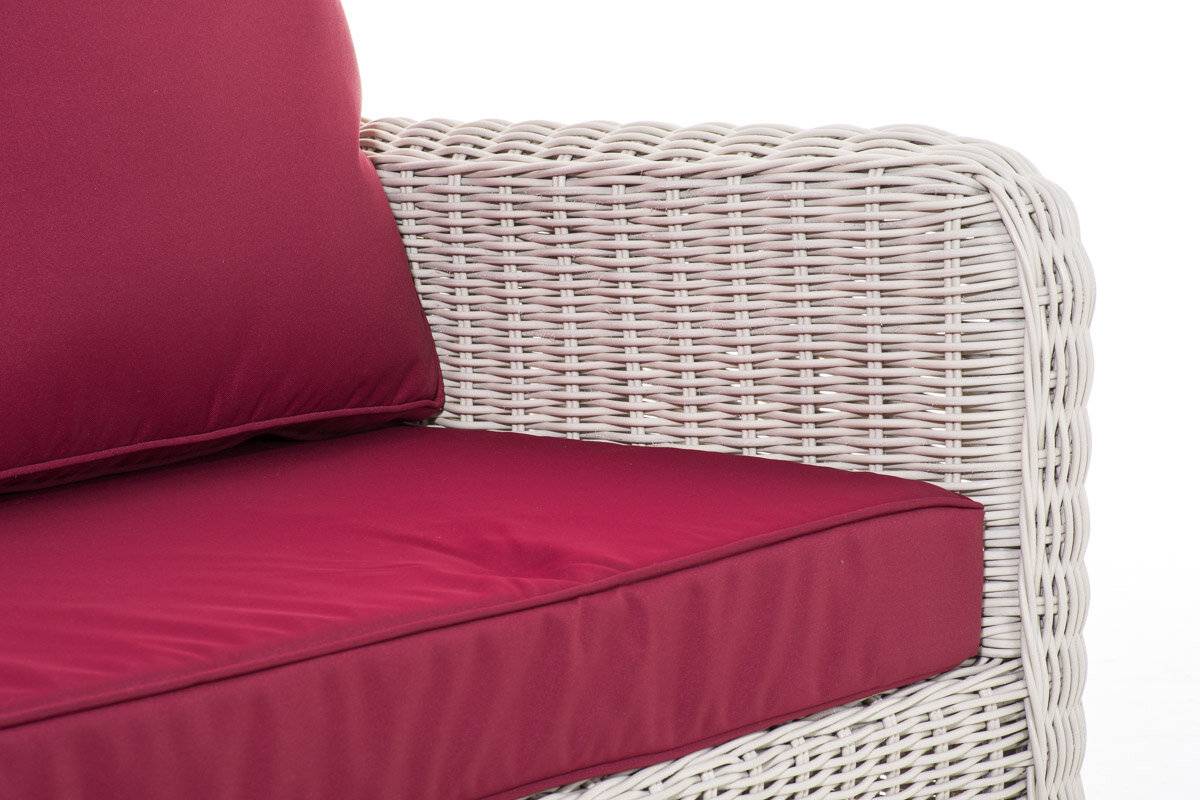 3er Sofa San Fernando Rubinrot perlweiß-4