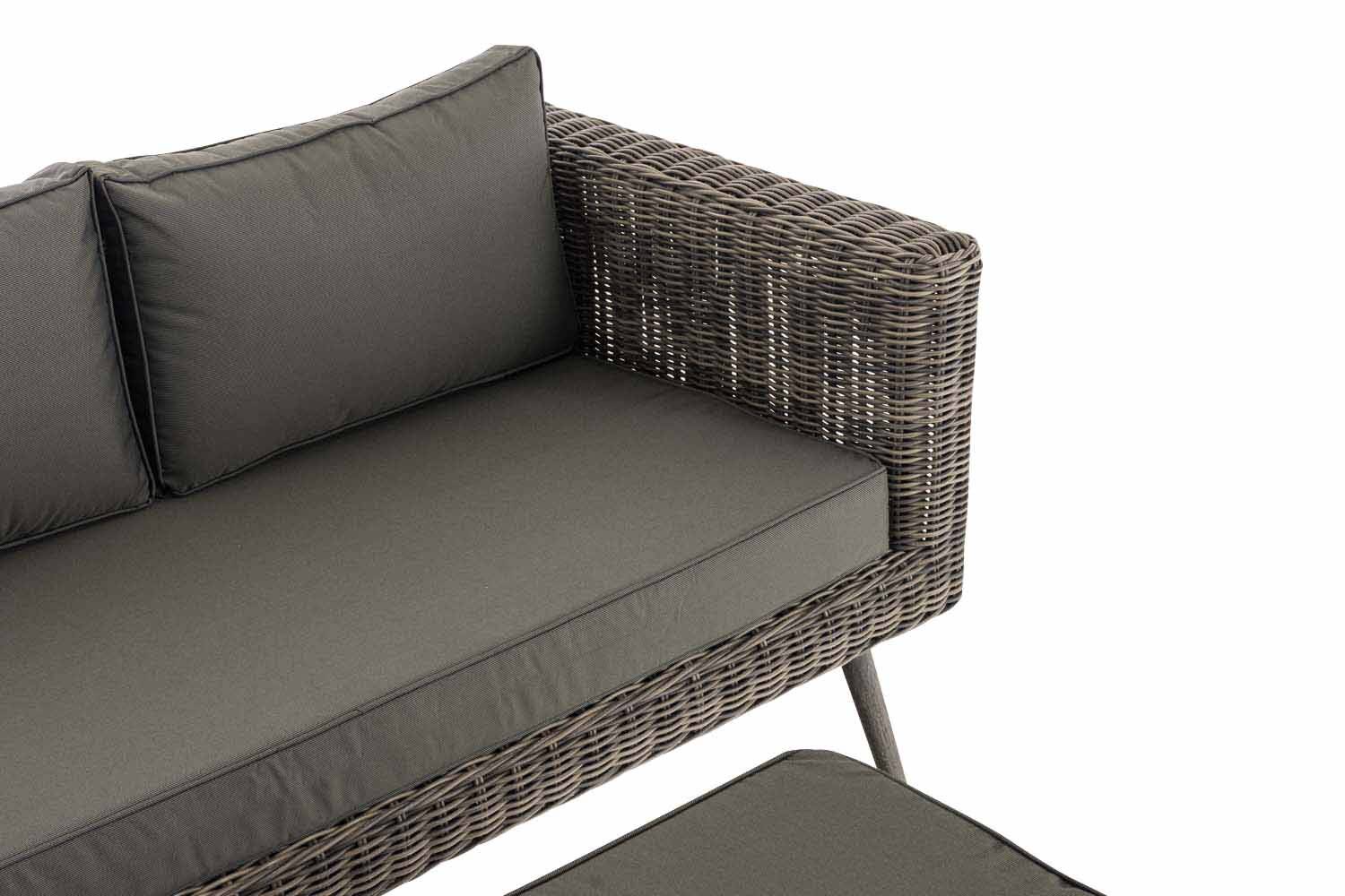 2er Sofa Molde mit Fußhocker Rundrattan grau-meliert 45 cm (Dunkelgrau) anthrazit-2