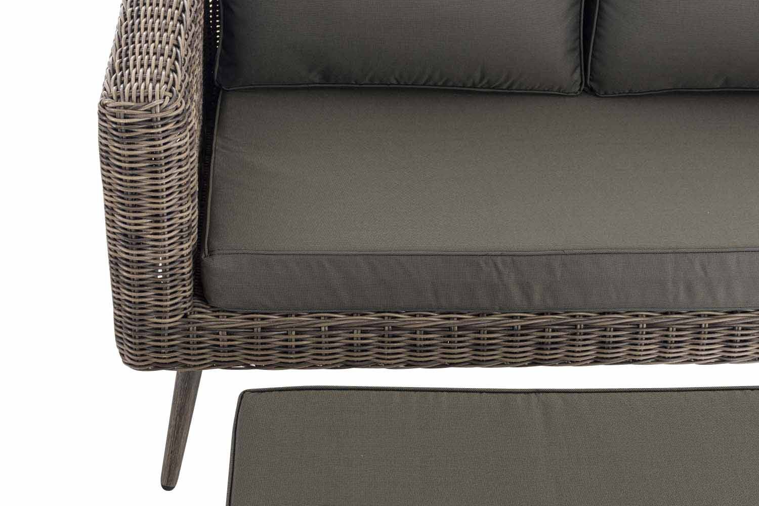 2er Sofa Molde mit Fußhocker Rundrattan grau-meliert 45 cm (Dunkelgrau) anthrazit-3