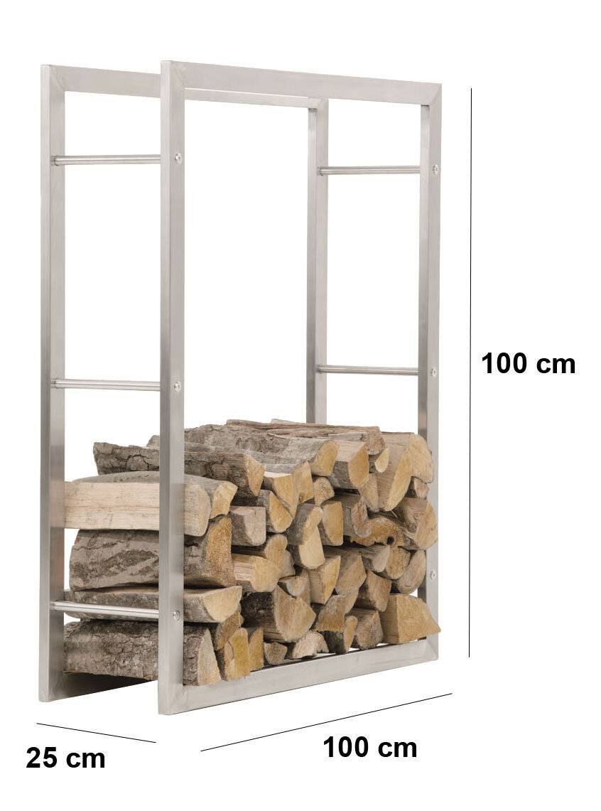 Kaminholzständer Keri V3 25x100x100 edelstahl-1