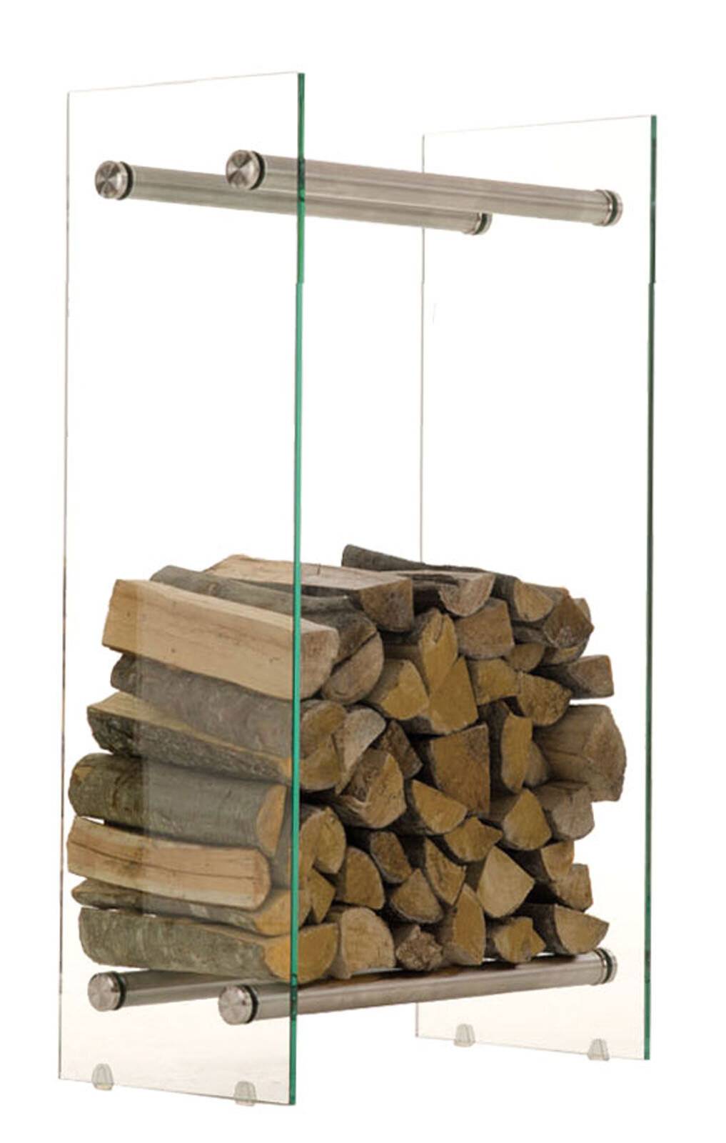 Kaminholzständer Dacio Klarglas 35x60x80 edelstahl-0