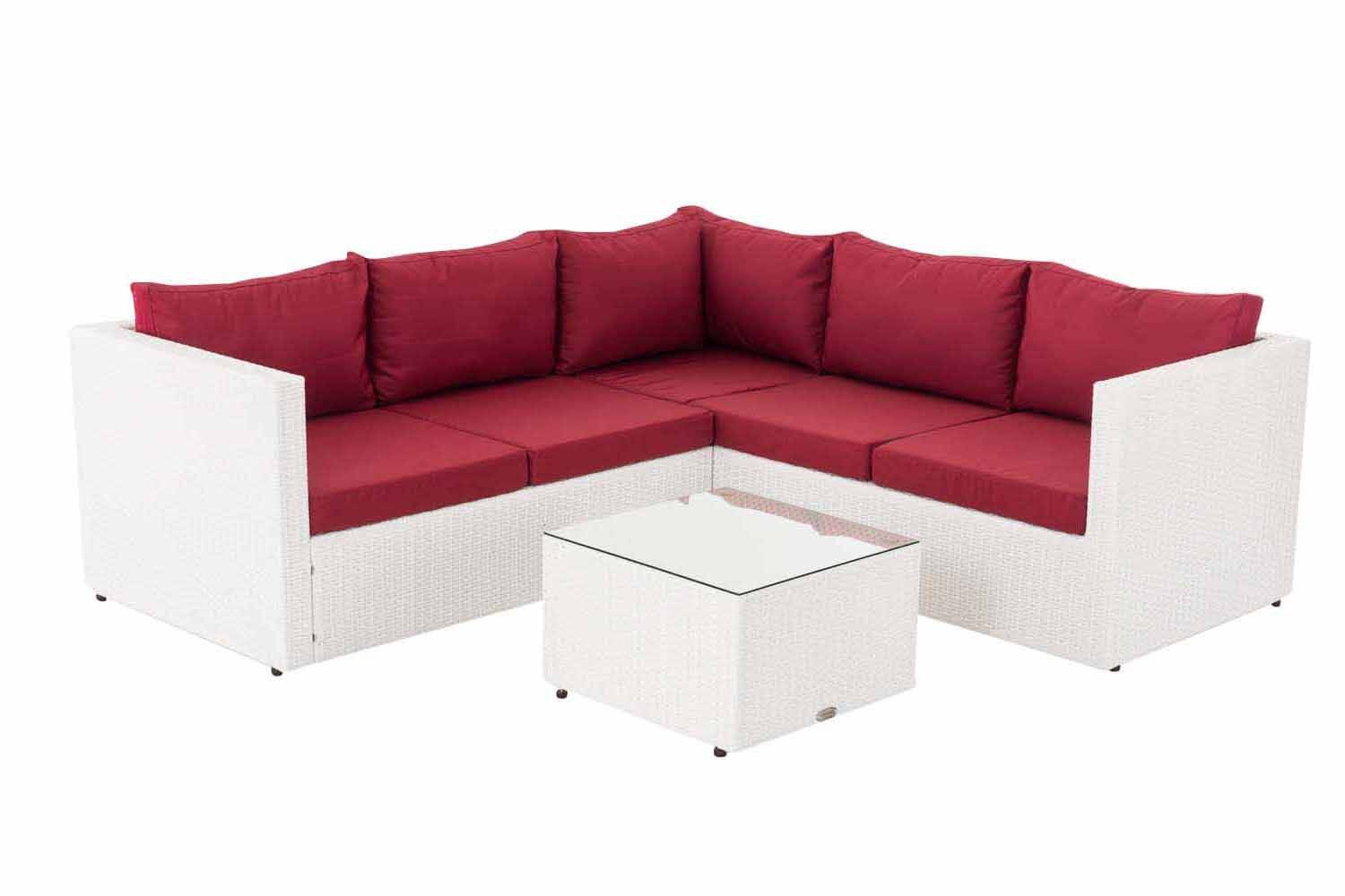 Ecksofa-Garnitur Liberi Rubinrot weiß-1