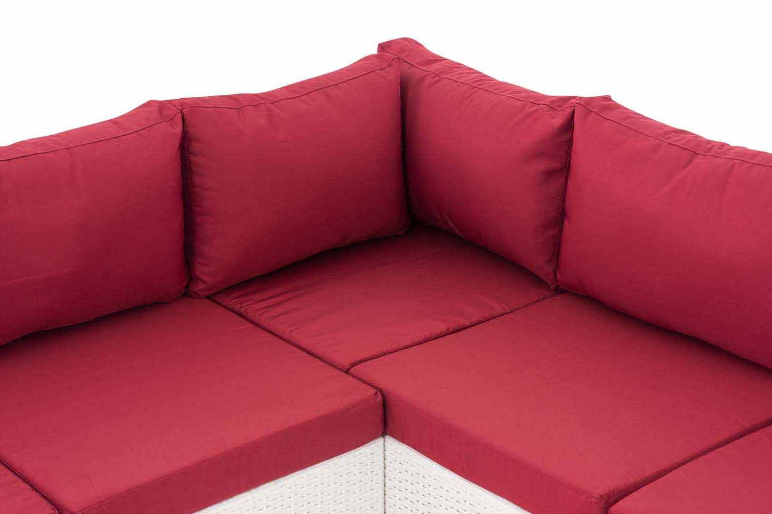 Ecksofa-Garnitur Liberi Rubinrot weiß-3