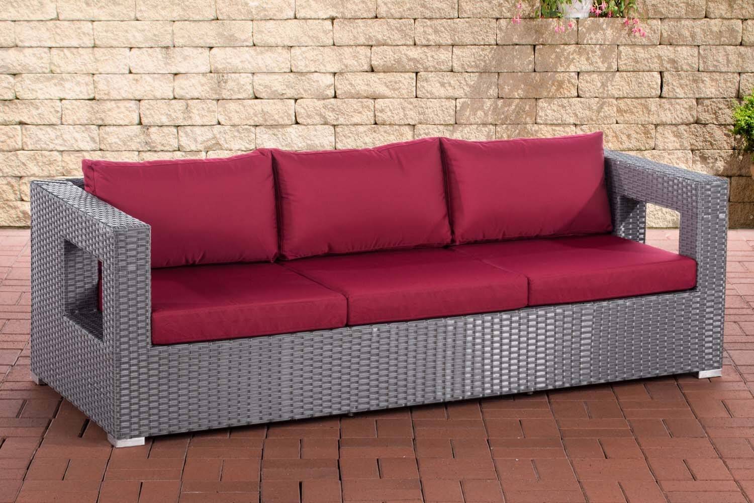 3er Sofa Honolulu rubinrot grau-0