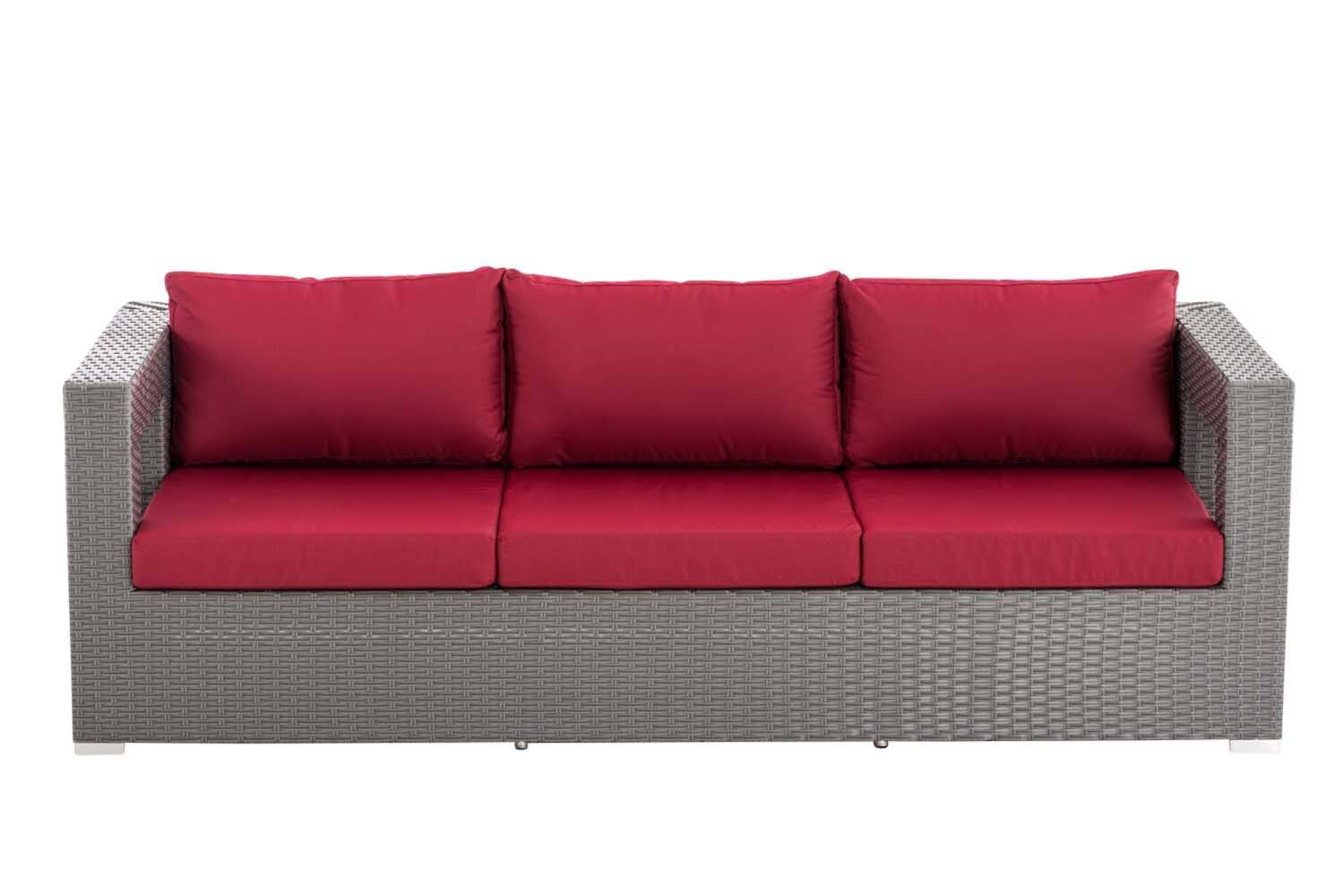 3er Sofa Honolulu rubinrot grau-1