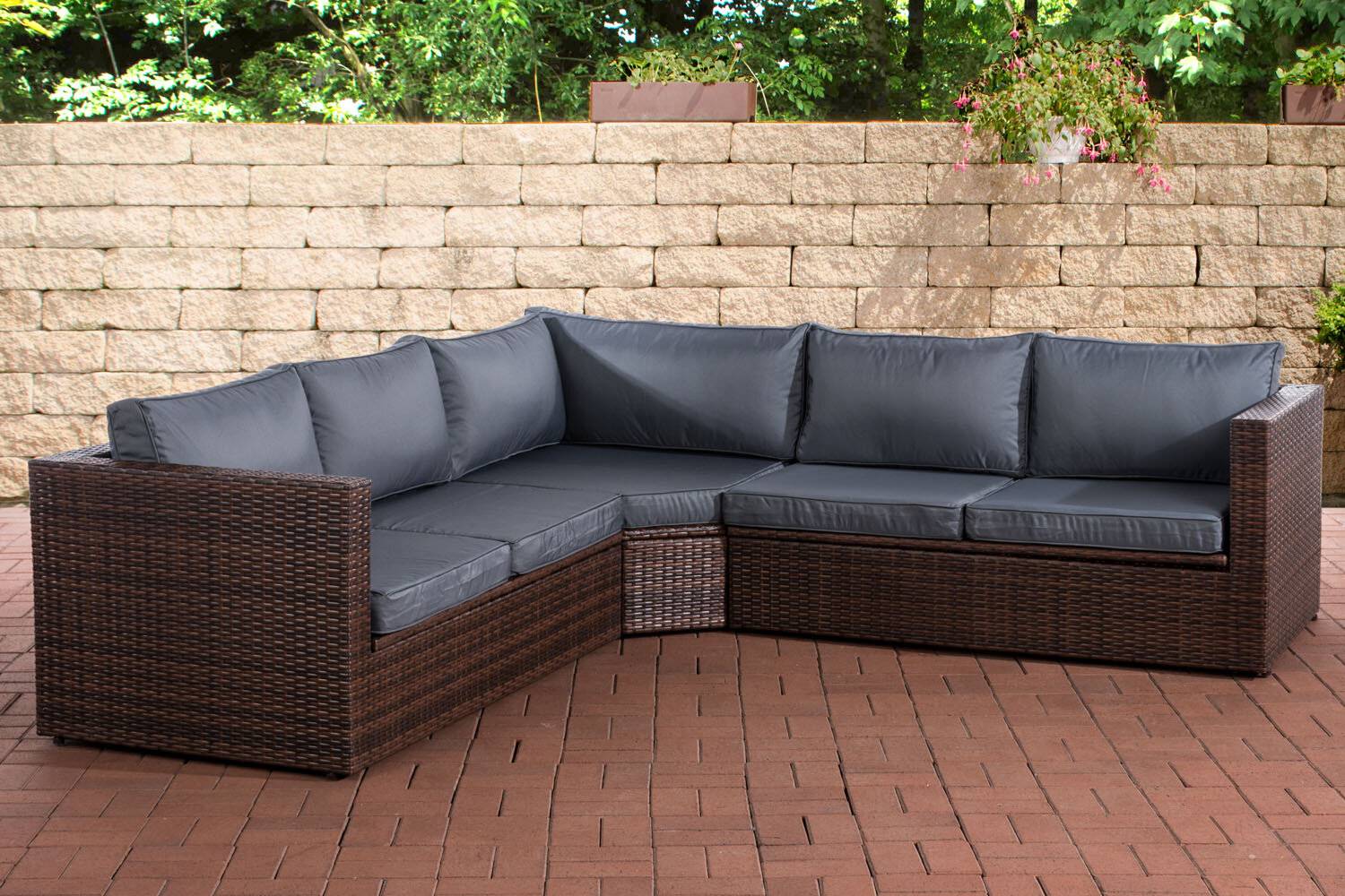 Ecksofa Tibera eisengrau braun-meliert-0