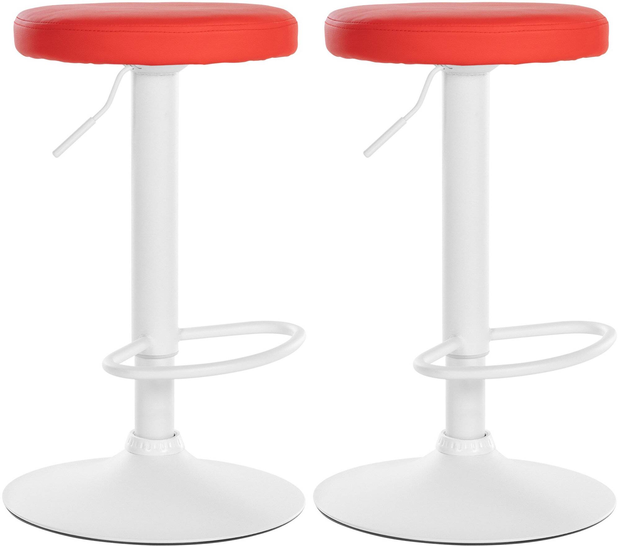 2er Set Barhocker Ponte Kunstleder weiß rot-0
