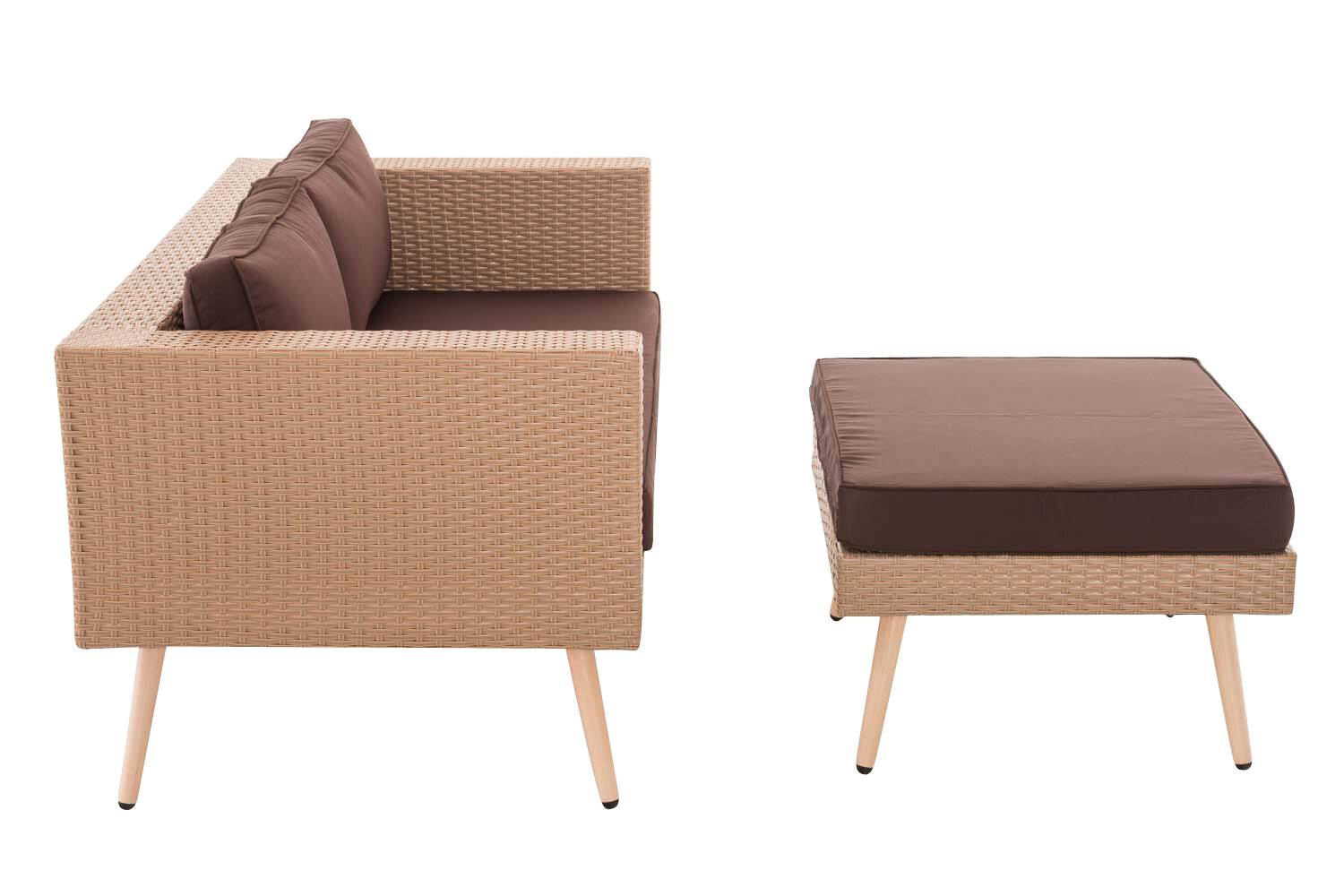 2er Sofa Molde mit Fußhocker Flachrattan sand 40 cm (Hellbraun) terrabraun-1