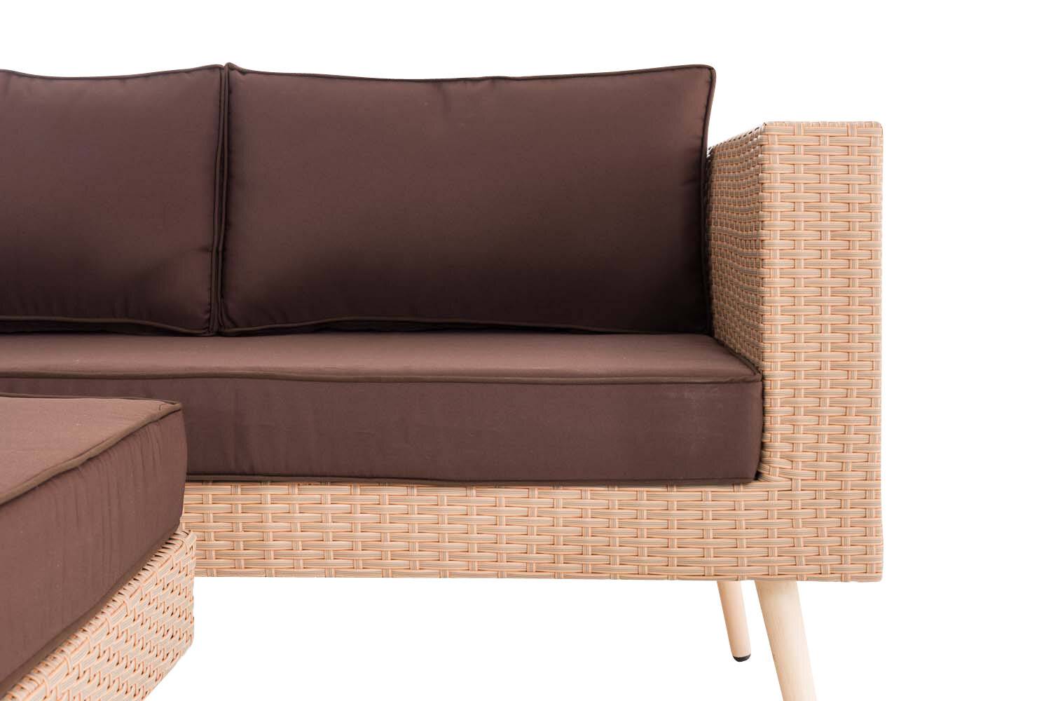2er Sofa Molde mit Fußhocker Flachrattan sand 40 cm (Hellbraun) terrabraun-2