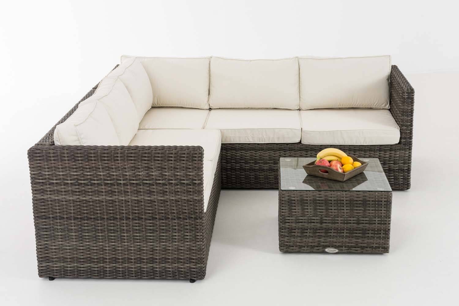 Ecksofa-Garnitur Liberi 5mm Cremeweiß grau-meliert-1