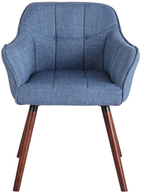 4er Set Esszimmerstuhl Falun Stoff walnuss blau