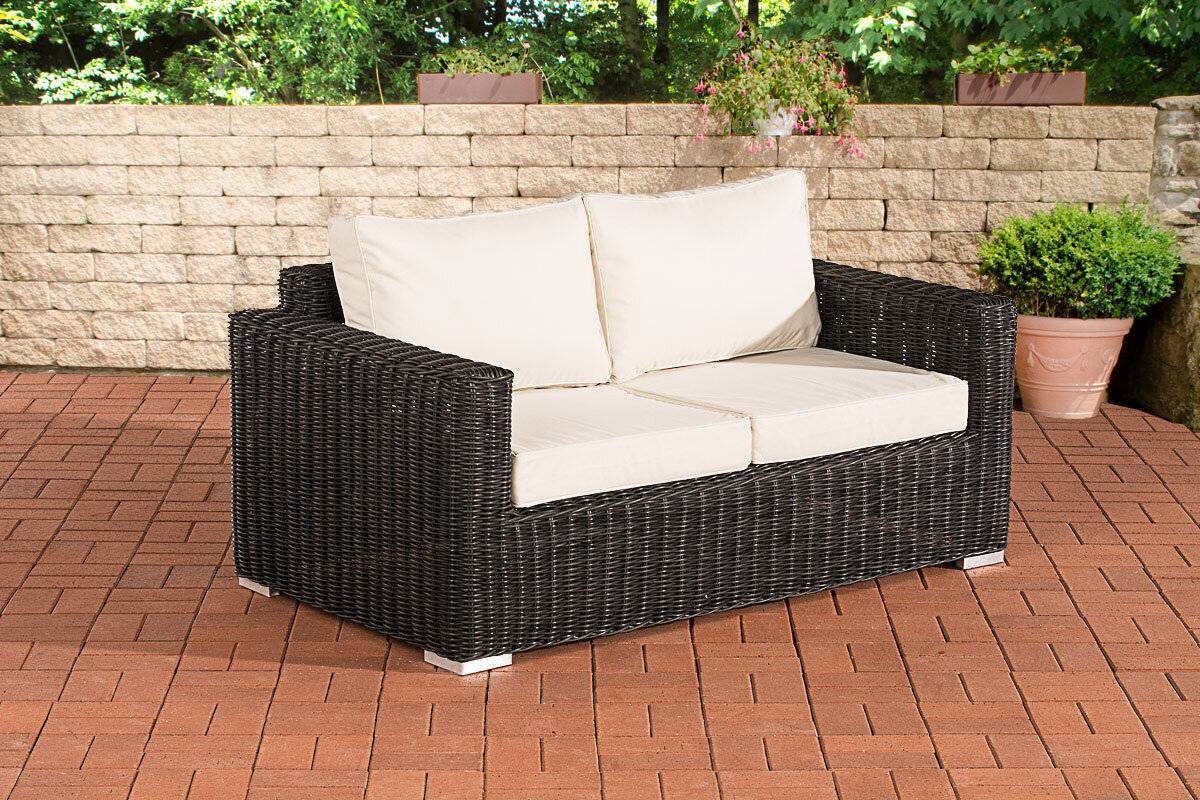 2er-Sofa Bilbao / Madeira Cremeweiss schwarz-0