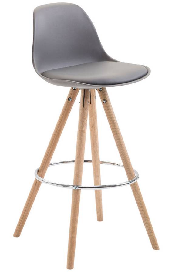 Barhocker Franklin Kunstleder Rund Natura (eiche) grau