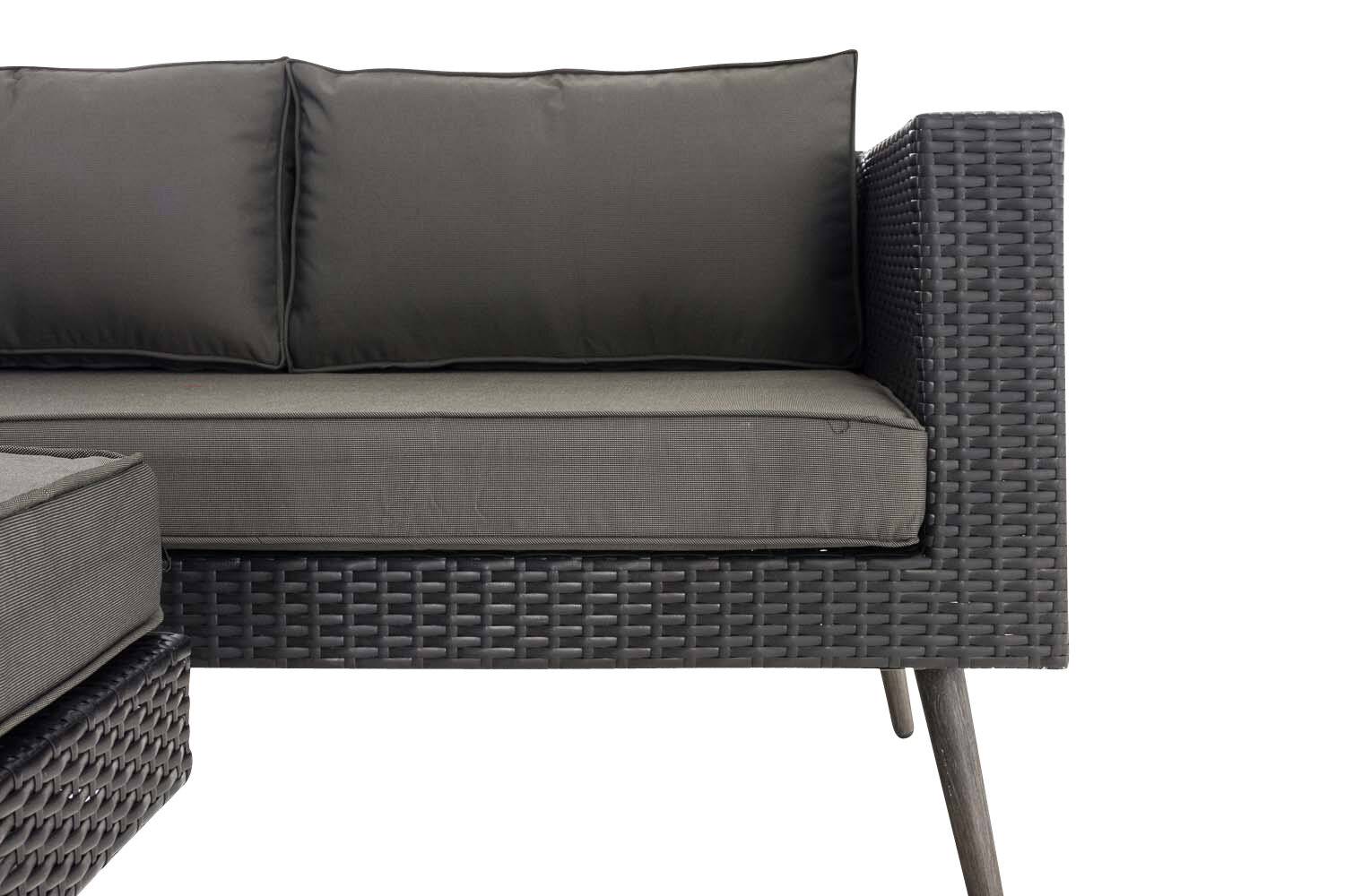 2er Sofa Molde mit Fußhocker Flachrattan schwarz 45 cm (Dunkelgrau) anthrazit-2