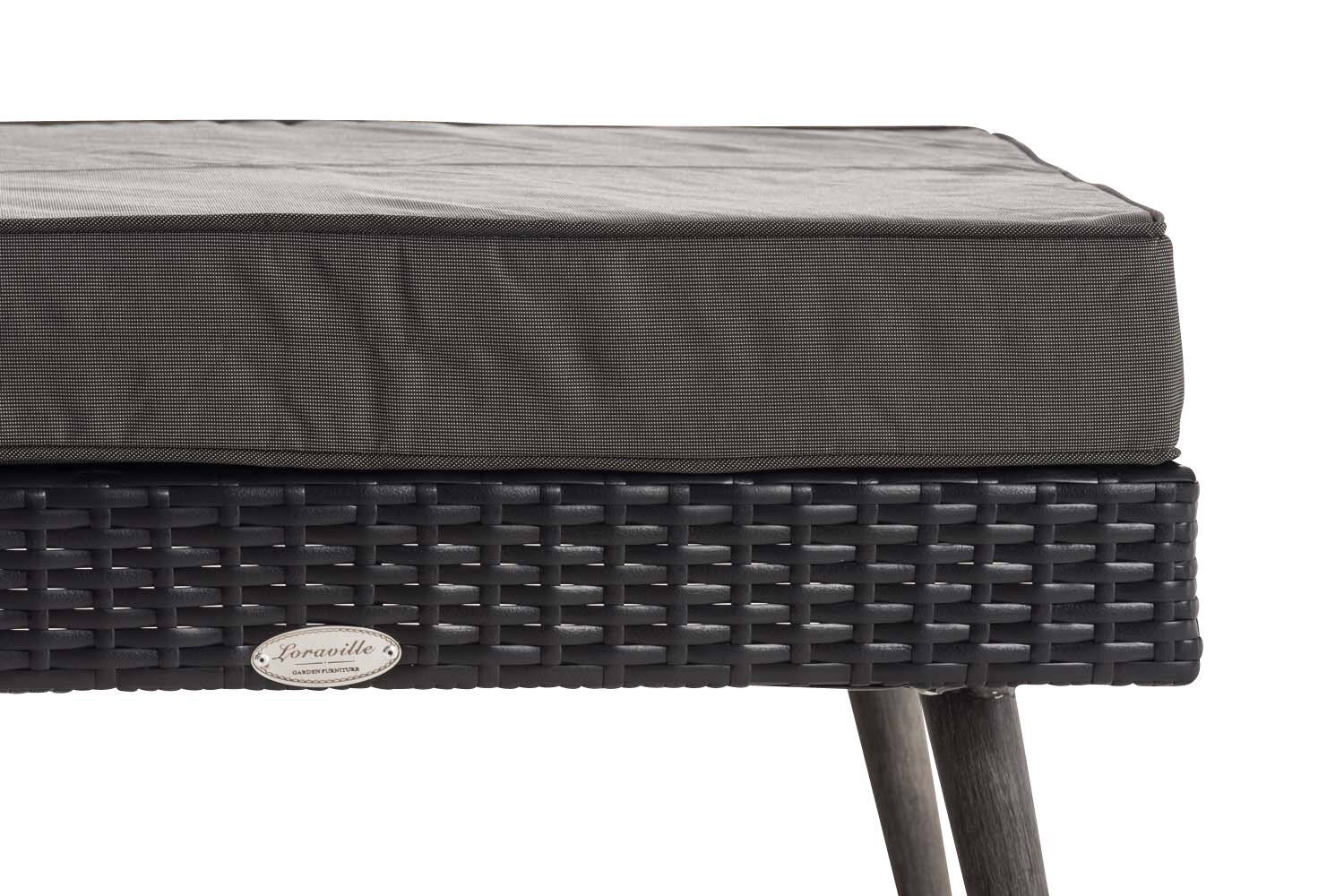 2er Sofa Molde mit Fußhocker Flachrattan schwarz 45 cm (Dunkelgrau) anthrazit-3