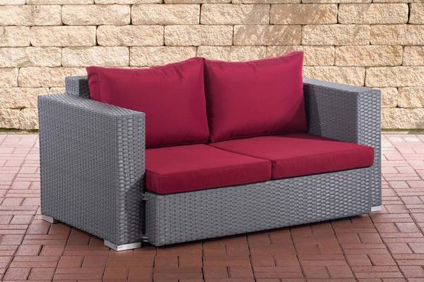 2er Sofa Provence / Sunset Rubinrot grau