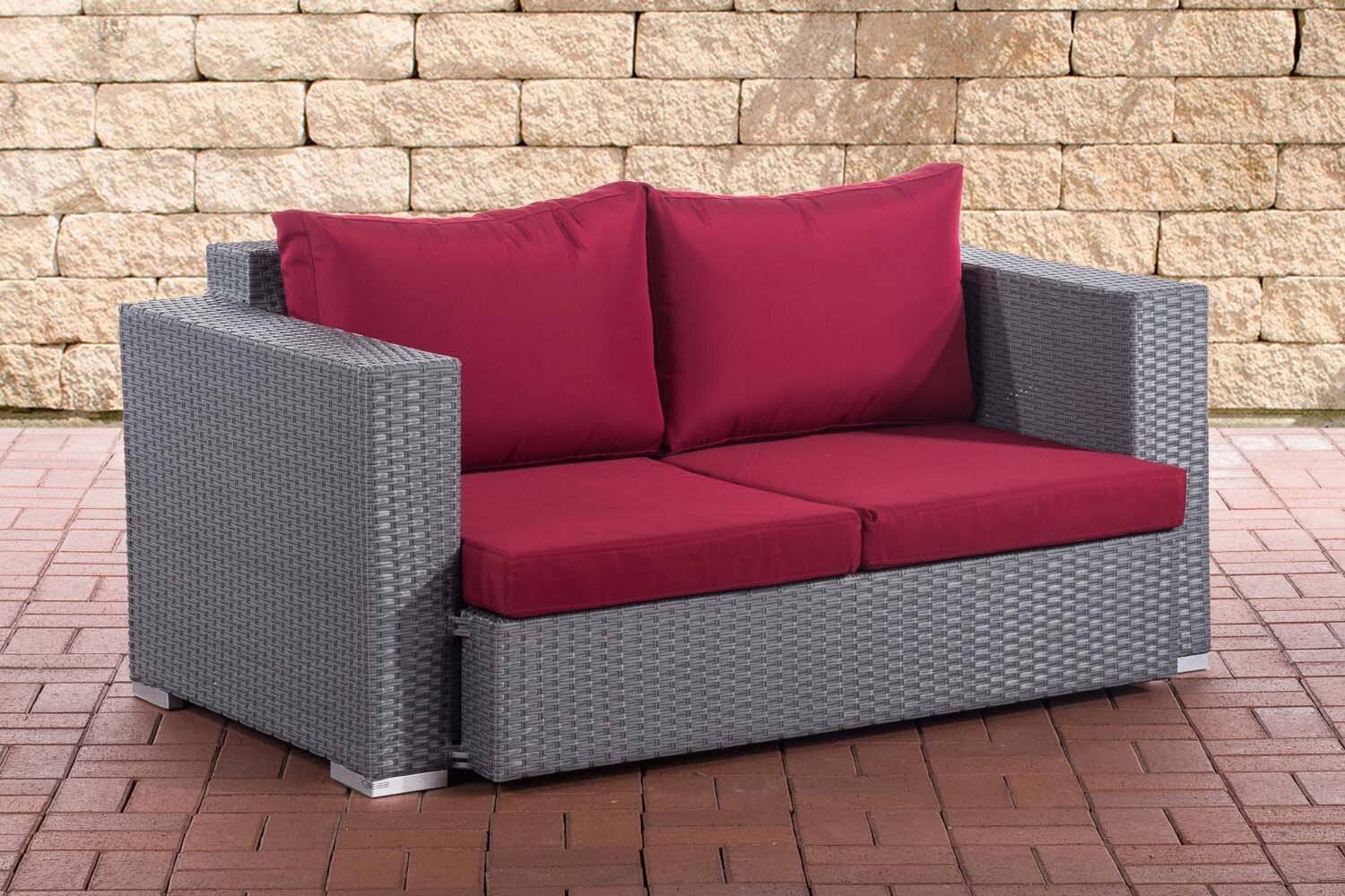 2er Sofa Provence / Sunset Rubinrot grau-0