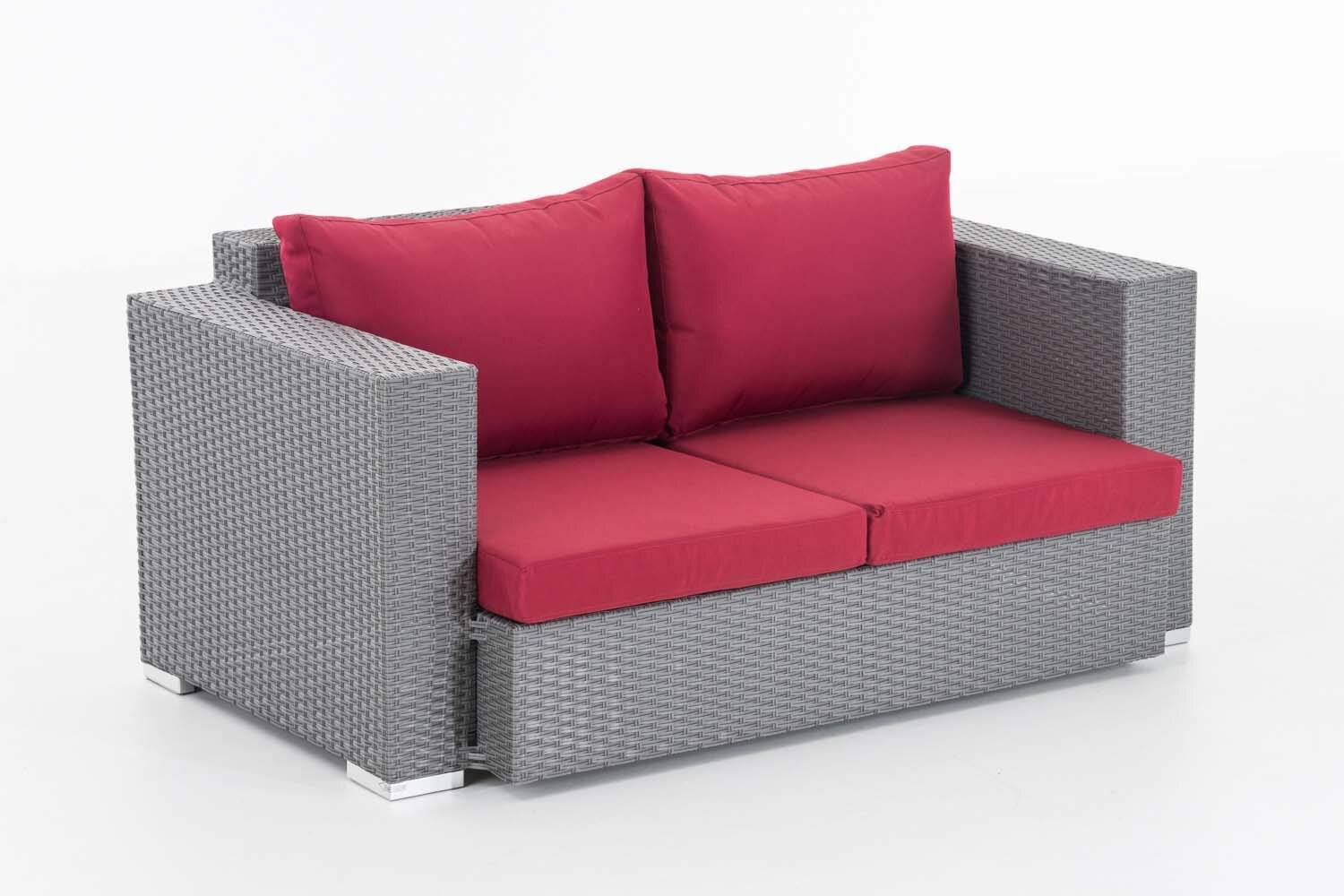 2er Sofa Provence / Sunset Rubinrot grau-1