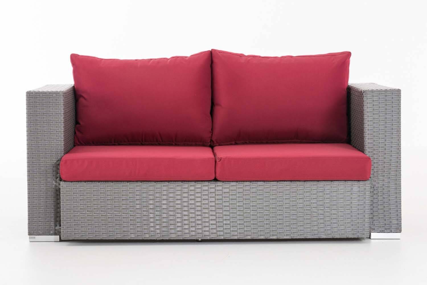 2er Sofa Provence / Sunset Rubinrot grau-2