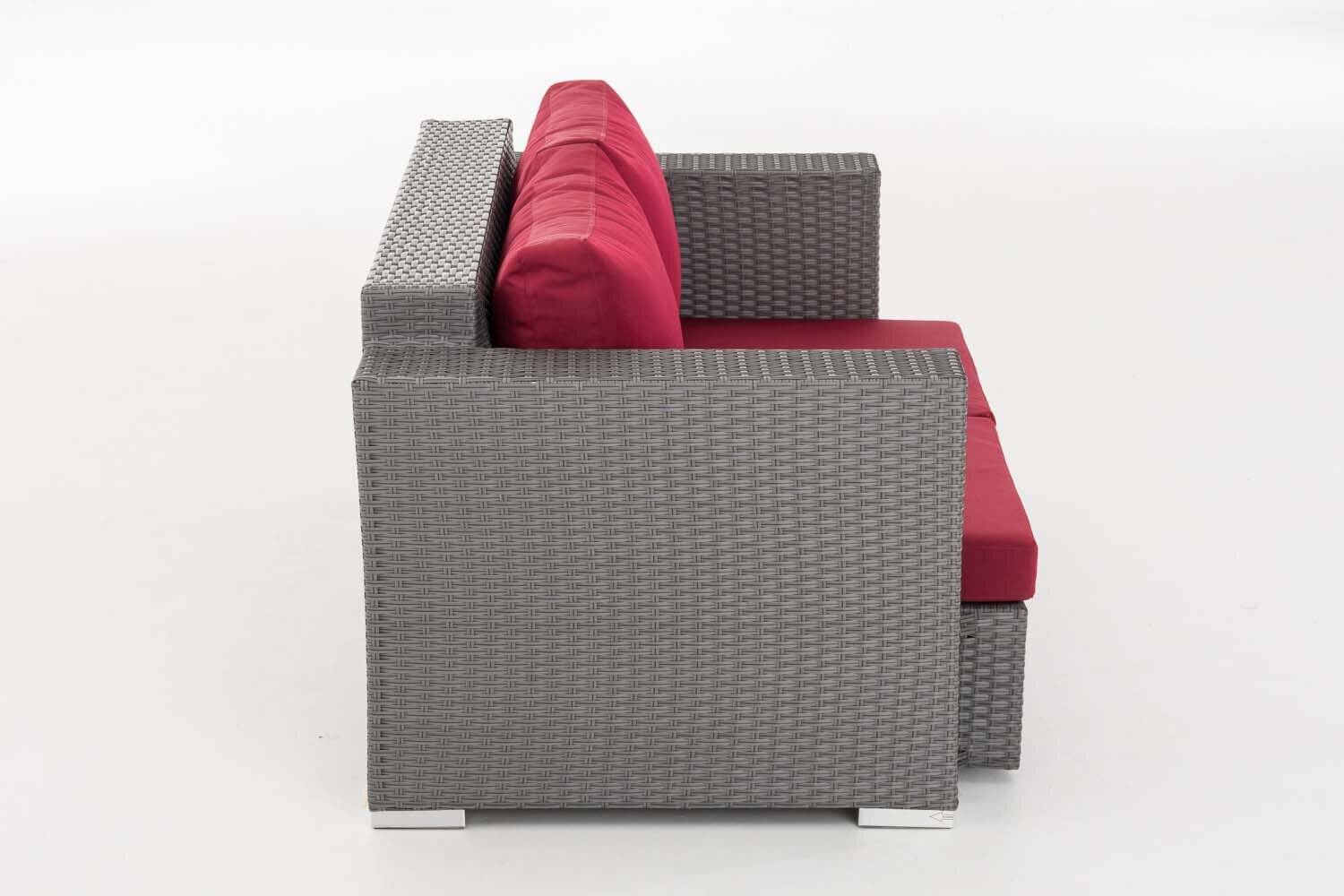 2er Sofa Provence / Sunset Rubinrot grau-3