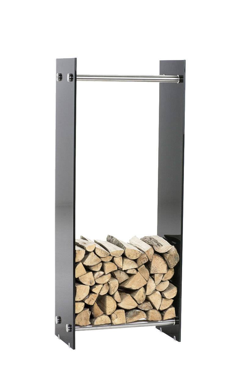 Kaminholzständer Dacio Schwarzglas 35x40x60 edelstahl-0