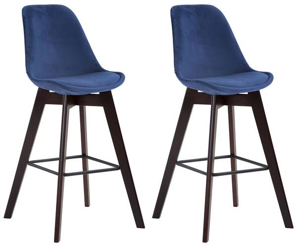 2er Set Barhocker Metz Samt cappuccino blau
