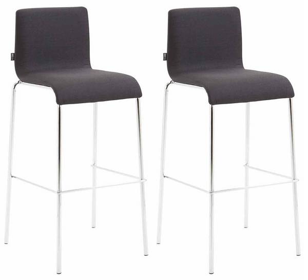 2er Set Barhocker Kado Stoff rund flach chrom schwarz