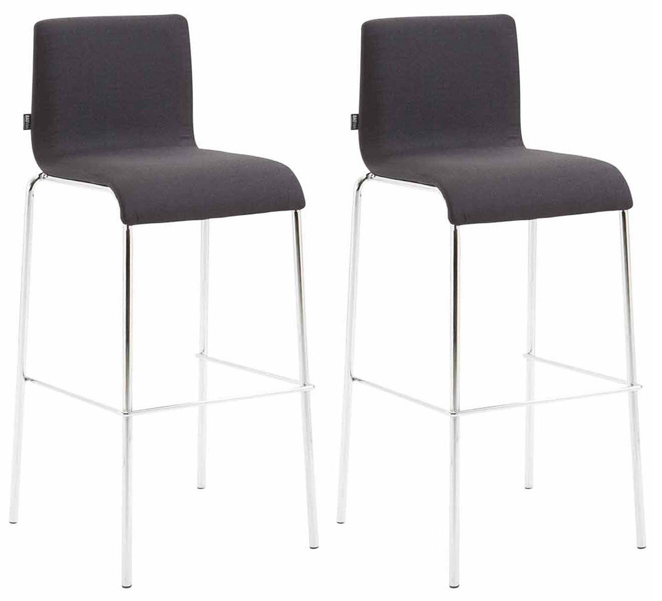 2er Set Barhocker Kado Stoff rund flach chrom schwarz-0