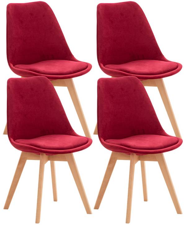 4er Set Stuhl Linares Samt rot